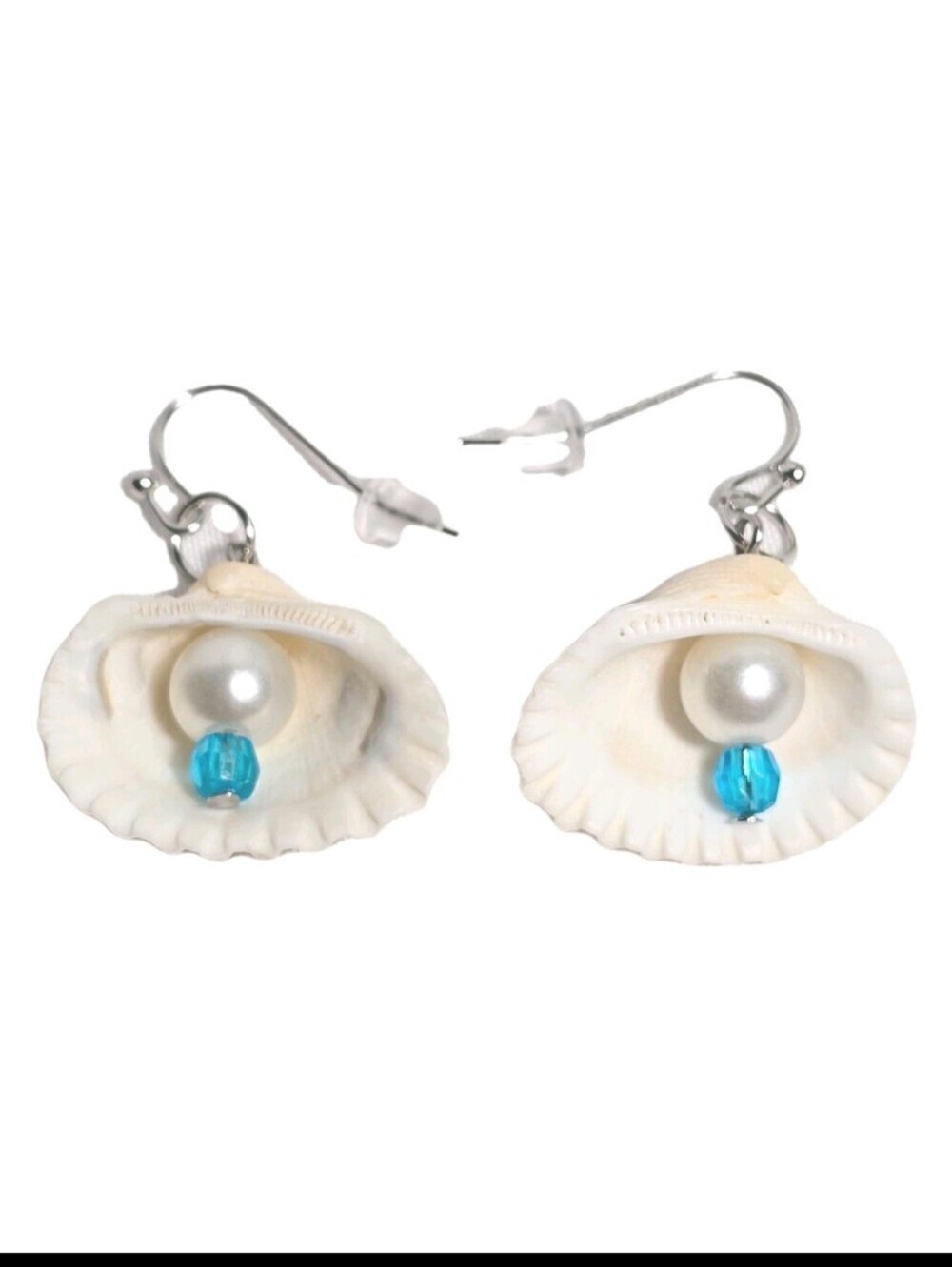 Natural shell earrings : coastal beach statement earrings with gold plated hooks